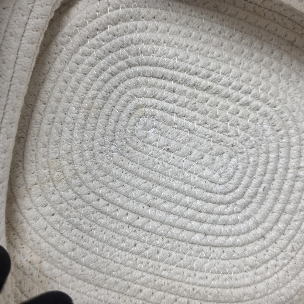 Basket Rope White Brown Handles 10 x 4 Approx
